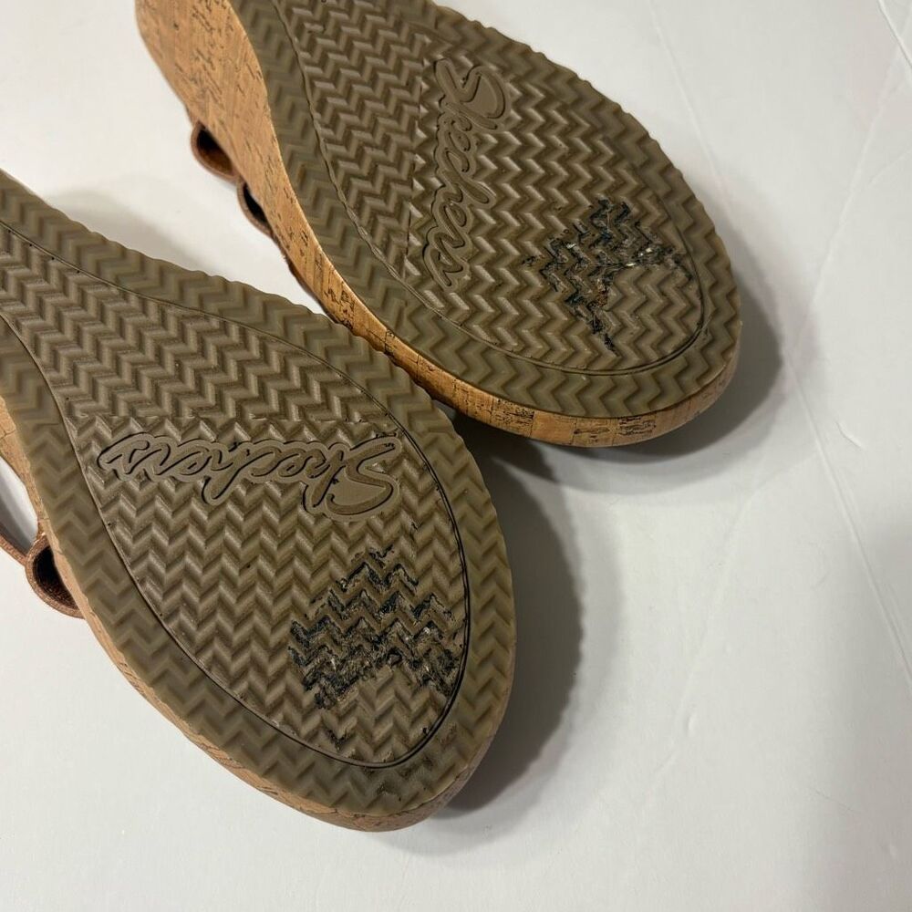 Skechers Women's Cognac Brown Beverlee Tiger Posse Wedge Sandals Size 7 - Picture 5 of 6